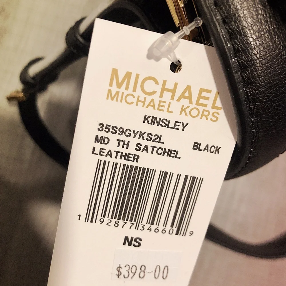 Michael Kors Black Leather Top-Handle Satchel with Gold Hardware